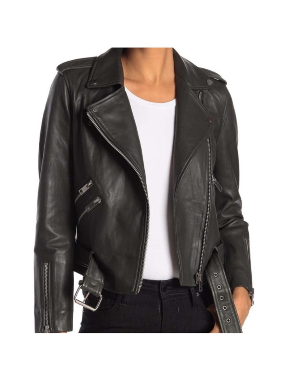 Walter Baker Black Leather Moto Jacket for Women